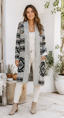 Northern Angel anthropologie Aztec Southwestern Long Cardigan Sweater medium